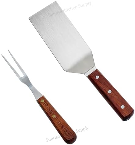 SUNRISE Stainless Steel Turner Spatula and Meat Fork Set