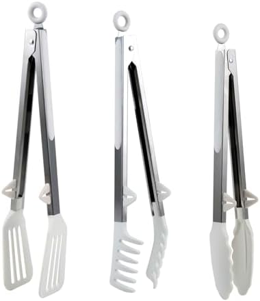 Kitchen Tongs,Set Of 3 Tongs with Silicone Tip for Cooking 9/12 Inch