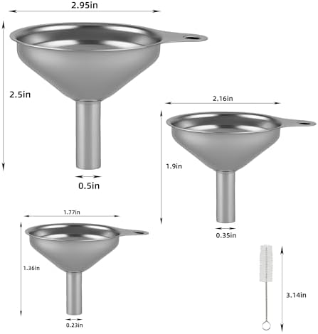 Stainless Steel Kitchen Funnel, Large, Medium and Small Three-piece