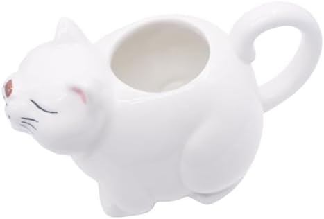 Large 23Oz Cat Gravy Boat,With Hand Painted White Fine Porcelain