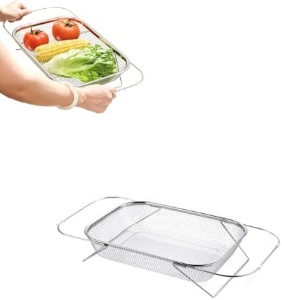 Stainless Steel Telescopic Drainer Basket,304 Expandable Over-The-Sink