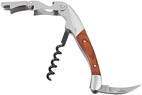 Waiters Corkscrew - 3 in 1 Stainless Steel Wine Opener with Rosewood