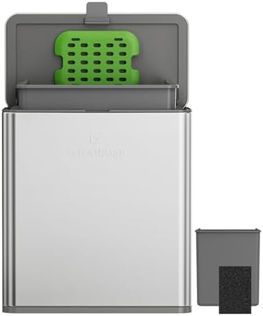 Kitchen Compost Bin, 10L/2.6G Stainless Steel Hanging Bin, Silver