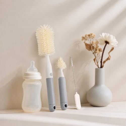 3-Pack Silicone Baby Bottle Brush, Bottle Cleaner, with Convenient