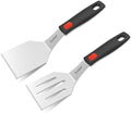 Metal Spatula of 2, Stainless Steel Solid & Slotted Turner Set