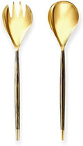 Set of Gold Salad Servers with Bronze Handles-For Veggie and Pasta