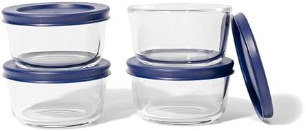 8-Piece Glass Food Storage Containers Set, Blue