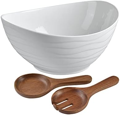 KITEISCAT Extra Large Elegant Ceramic Oval Salad Bowl Set with Premium