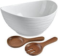 KITEISCAT Extra Large Elegant Ceramic Oval Salad Bowl Set with Premium