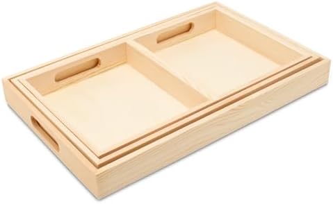 DIY Wooden Tray Set, Pack of 1 Sets of 4 Nesting Wood Tray with
