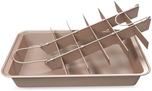 Brownie Pan with Dividers with Cutter Rectangular Cake, Non-stick