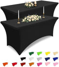 Smiry 2 Pack Spandex Table Cloth 6FT, Elastic Fitted Black Tablecloth