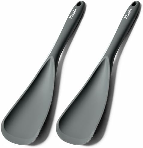 Silicone Cooking Spoon Spatula For Non-stick Cookware,12.6" Grey