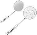 2PCS Stainless Steel Spider Strainer Set, Wire Mesh Skimmer Spoon for