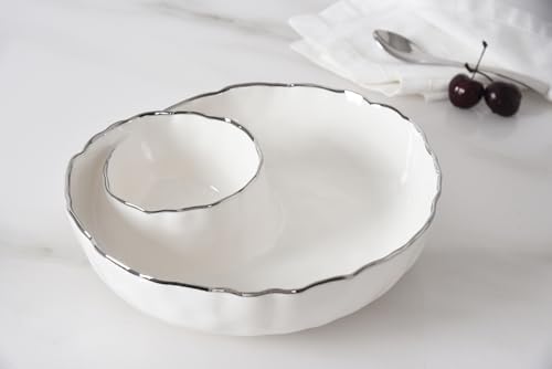 Portofino Plata, Round Chip & Dip, 9.5” D x 2.75"