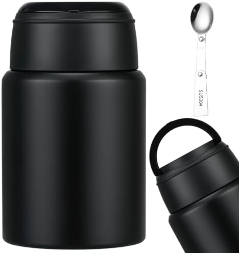 Aimsnk Soup Thermo for Hot Food Kids Insulated Food Jar, Black-Pure