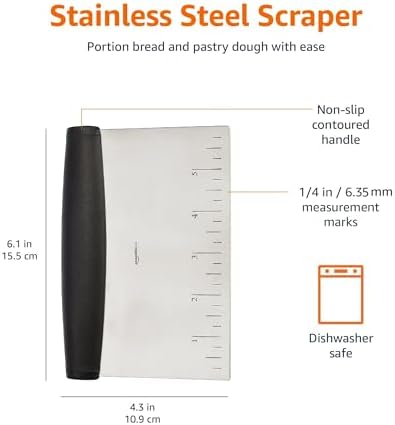 Amazon Basics Stainless Steel Bench Scraper, 6"