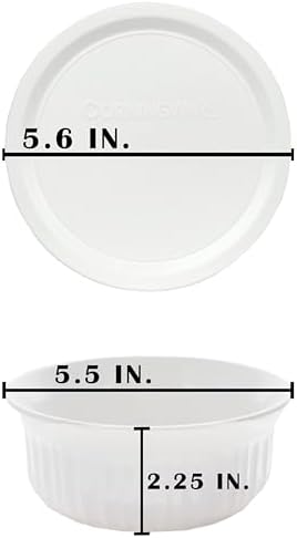 CorningWare FS16 16oz French White Round Dish with Lid, 2-Pack