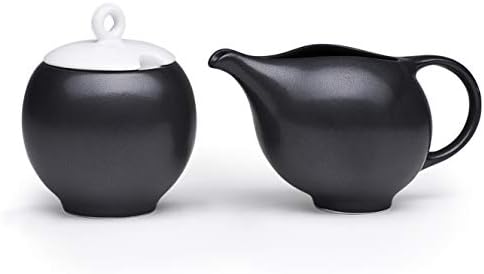EVA 2-Piece Ceramic Creamer and Sugar Bowl w/Lid | Coffee Tea Serving