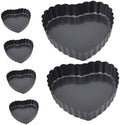 KICHOUSE 6pcs Heart Shaped Tart Pan Set, Carbon Steel, Nonstick