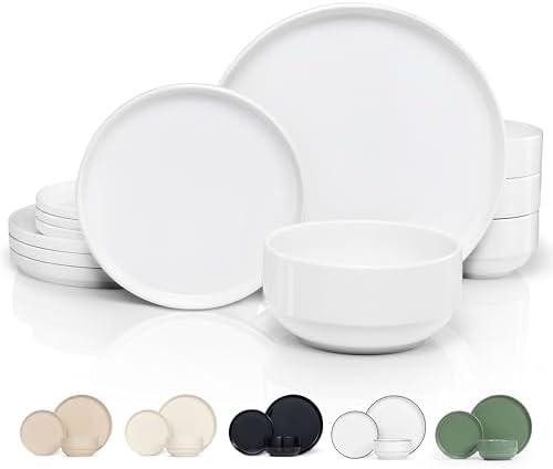 Ceramic Dinnerware Set, 12-Piece Service for 4, Soup Bowls (31.5 oz)