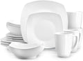 Zulay Kitchen Luna Plates and Bowls Sets, 16 Piece Modern Porcelain