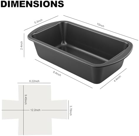 Loaf Pan with Liners Set, 2-Pack Nonstick 10 x 5 Inch Bread Pan and 50