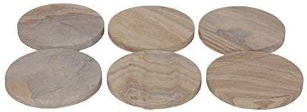 GoCraft Set of 6 Absorbent Sandstone Coasters – Natural Yellow Round