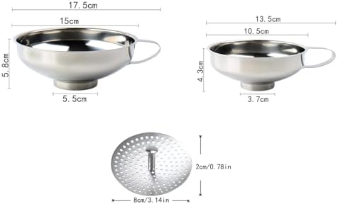 3PCS Silver 304 Food Grade Wide Mouth Preserving Jar Funnel with