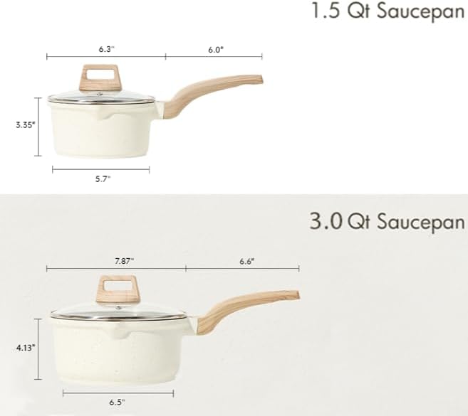 CAROTE 1.5Qt & 3.0Qt Sauce Pan Sets - Image 2