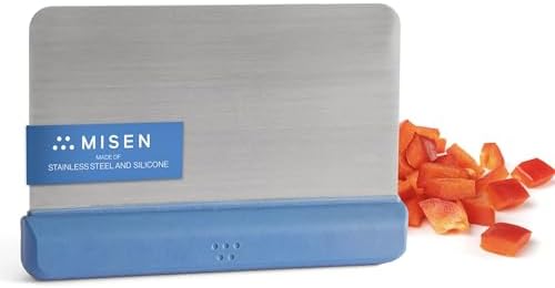 Misen Stainless Steel Bench Scraper - Versatile Food Scraper with Blue