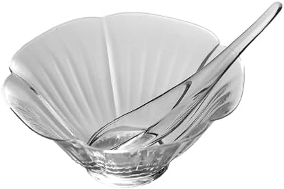 Petal-Shaped Glass Salad Bowl and Mixing Bowl Set, With Crystal Glass