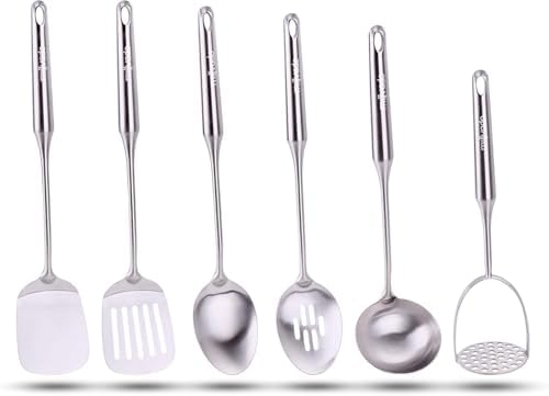 Millvado Stainless Steel Kitchen Utensil Set, Cooking Utensils, Set of