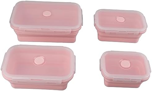 ZJchao Collapsible Silicone Food Storage Set 4 Piece Airtight