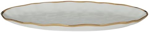 Regency Gold 19.5-Inch Porcelain Oval Fish Platter with Scalloped