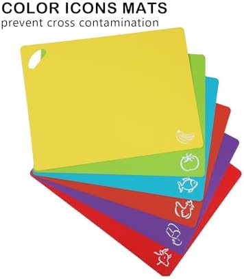 Bamboo Cutting Board Set with 6 Color-Coded Flexible Chopping Mats,BPA