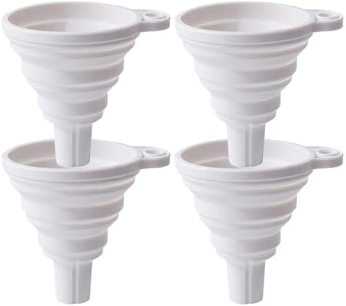 4 Pcs Collapsible Funnel Food Grade Soft Flexible Foldable Silicone