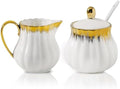 Ceramic Sugar and Creamer Set, White Sugar Bowl & Creamer Set with
