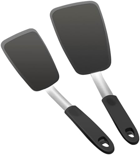 2 Pack Flexible Silicone Spatula Turner, Non Scratch Cookware Safe