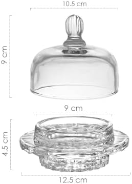 5.3'' Dome Crystal Glass Butter Dish with Lid, 2-Piece Butter
