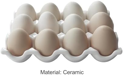Ceramic Egg Holder, 12-Cup Tray for Fridge or Countertop
