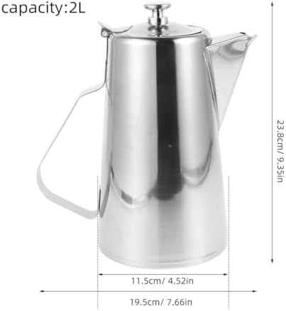 VOSAREA Stainless Steel Water Pitcher with Lid 2L Large Capacity Milk