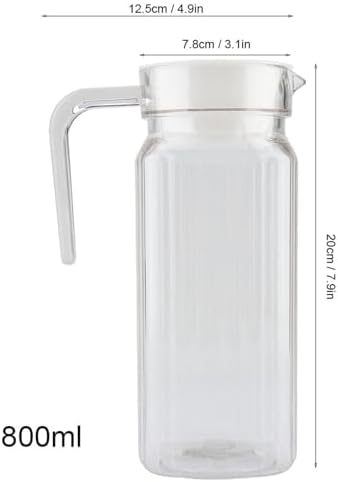 Clear Plastic Pitcher with Lid, 800ml Acrylic Beverage Container for