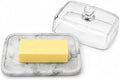 Marble Butter Dish with Glass Lid, Large Butter Dish for Countertop