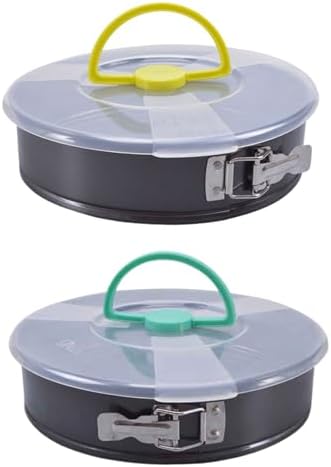 2Pcs Springform Pan Set with Lids, 9 and 10 Inch Nonstick Carbon Steel