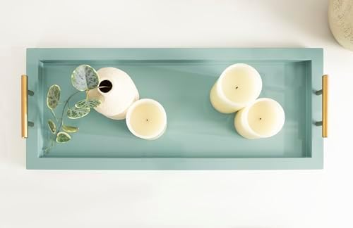Kate and Laurel Halsey Rectangle Decorative Narrow Tray with Gold