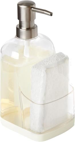 Spectrum Cora Soap Dispenser with Sponge Holder, Buttercream & Clear