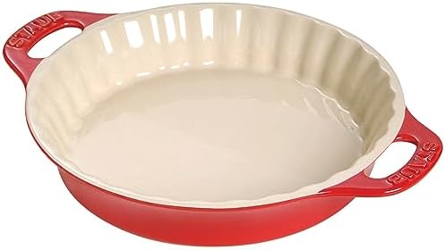 STAUB Ceramic Bakeware-Pie-Pans Dish, 9-inch, Cherry