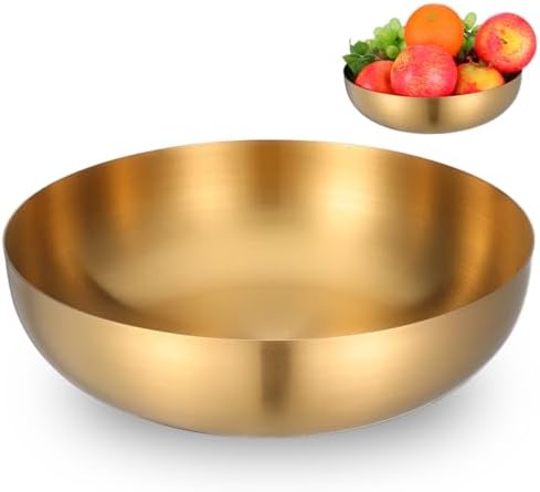 IMIKEYA Salad Bowl Gold Stainless Steel 9.5 Inch Multi-Function