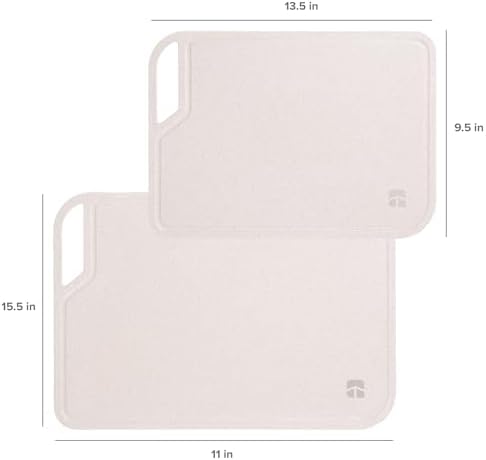 KitchenEdge 2-Piece Rice Fiber Cutting Board Set | Bamboo Stand